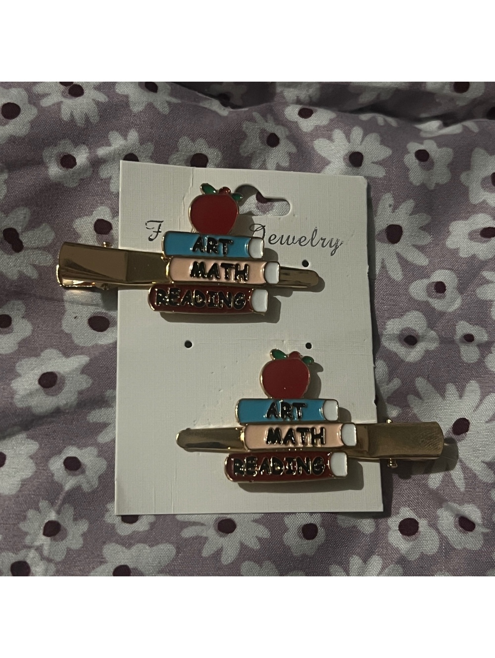 Teacher School Subject Hair Clips Set - Art, Math, Reading